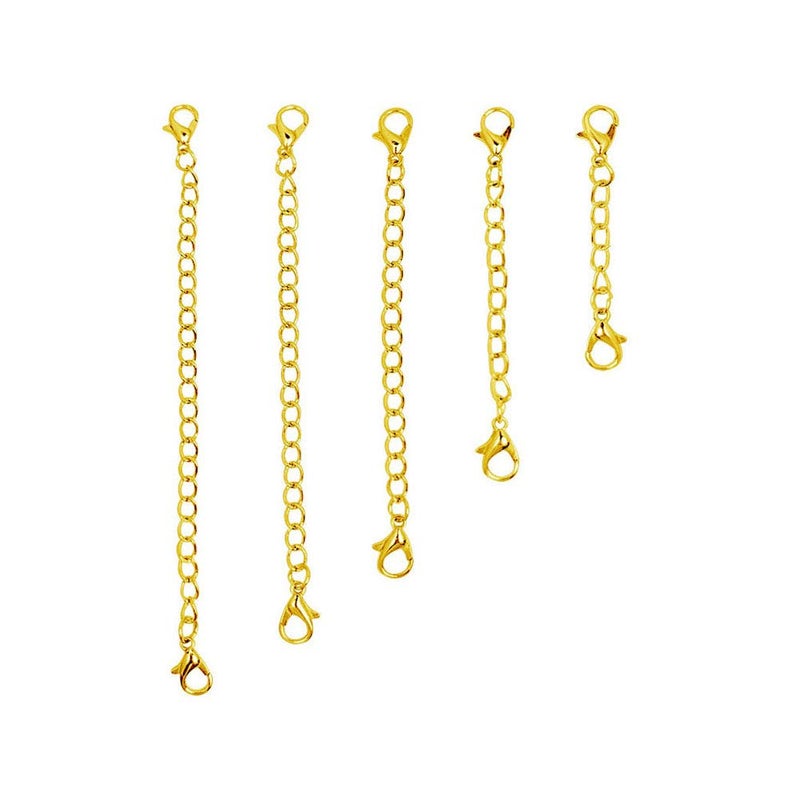 GBSTORE 5 Pcs Different Size Stainless Steel Necklace Bracelet Extender Chain Set with Lobster Clasps,Jewelry Necklace Extenders for DIY Jewelry Making (Gold) - Image 1